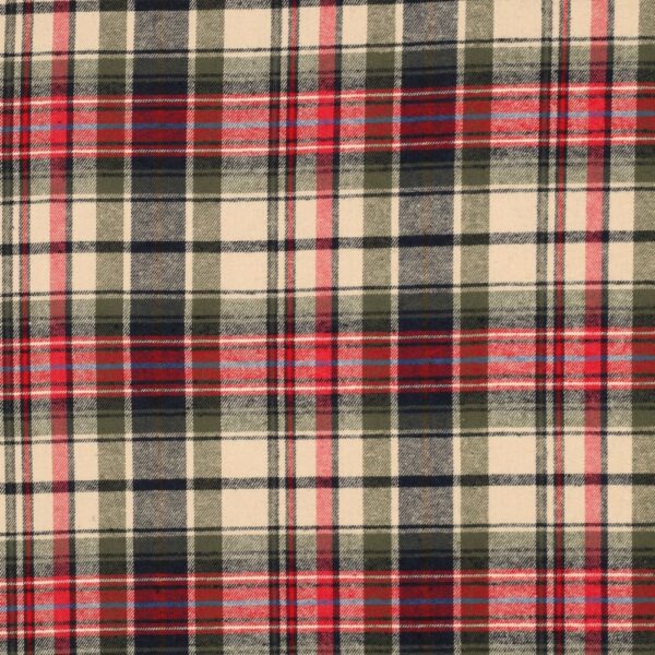 Flanell Höstrutan garnfärgad grön/marin fg 001