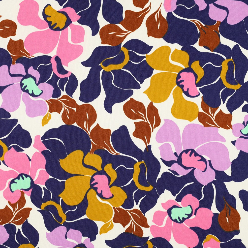 BOMULLSSATIN PUFFBLUSBLOMMA BLÅ/BRUN FG 1