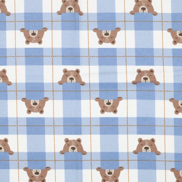 Flanell Rutiga björnar ljusblå fg 2
