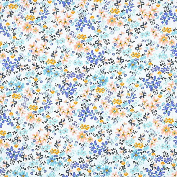 Bomullsvoile Ängsdoft blå/rosa/vit fg 1