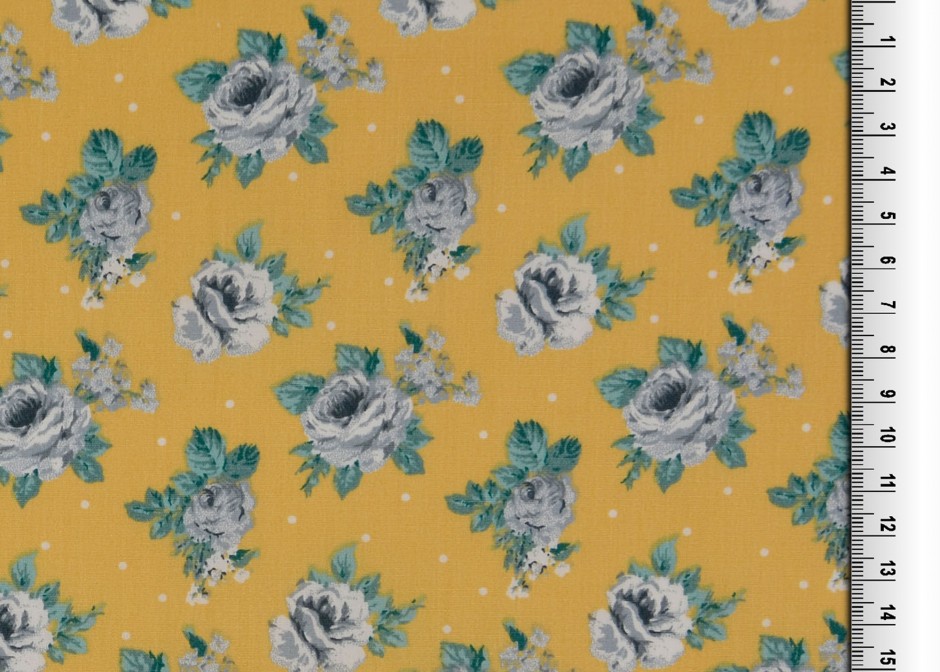 BOMULLSTYG ROSPRICK GUL/GRÖN/GRÅ FG 3014