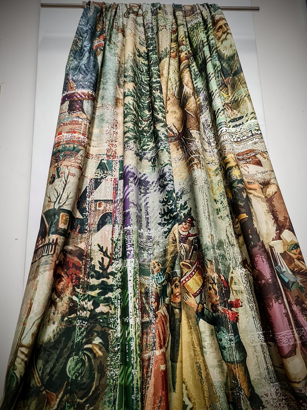 JUL VINTAGE CHRISTMAS COLLAGE GRÖN/BEIGE/VINRÖD