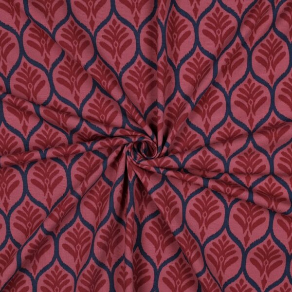 Bomullstrikå Allmoge rosaröd/blå fg 5