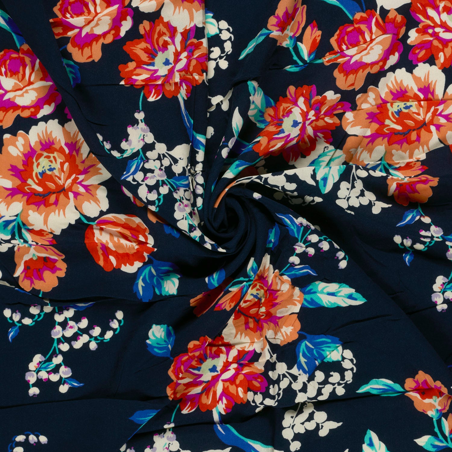 Bambuviskos Blomprakt marinblå/korall fg 8