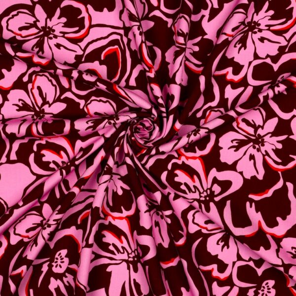 EcoVero-viskos Festblomman rosa/vinröd fg 5