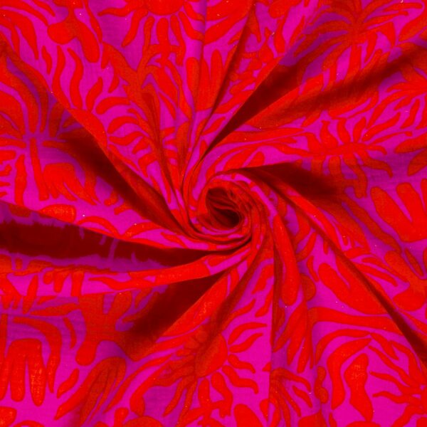 Muslin Tropical Wow! intensivt orange/lila fg 017