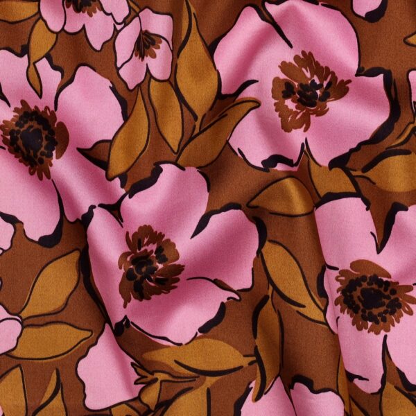Bomullssatin Zinnia-samling brun/rosa fg 9