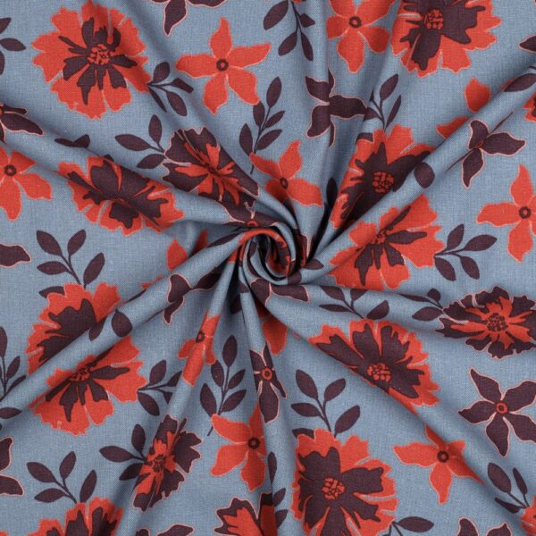 Lin/viskos Aster jeansblå/orange fg 005