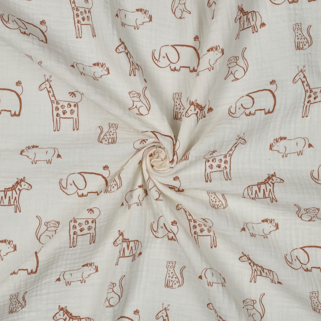 Muslin Streckdjur natur/rostbrun fg 36