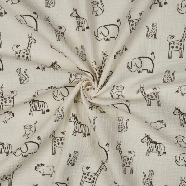 Muslin Streckdjur natur/brunsvart fg 62