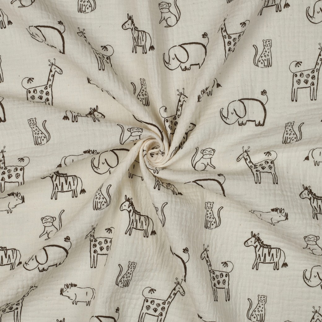 Muslin Streckdjur natur/brunsvart fg 62