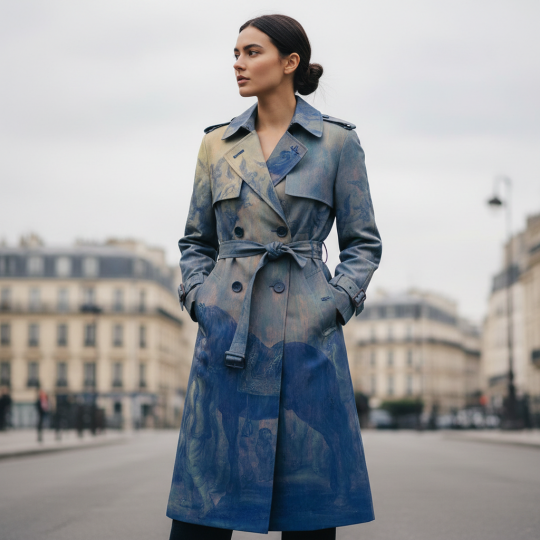 Trenchcoat Som en tavla blå/gulbeige fg 10