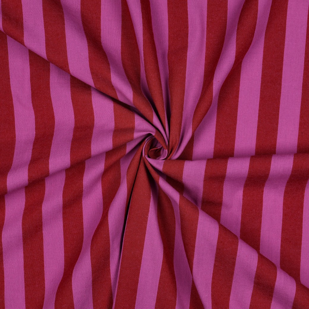Bomullstyg Claras rand cerise/röd fg 3