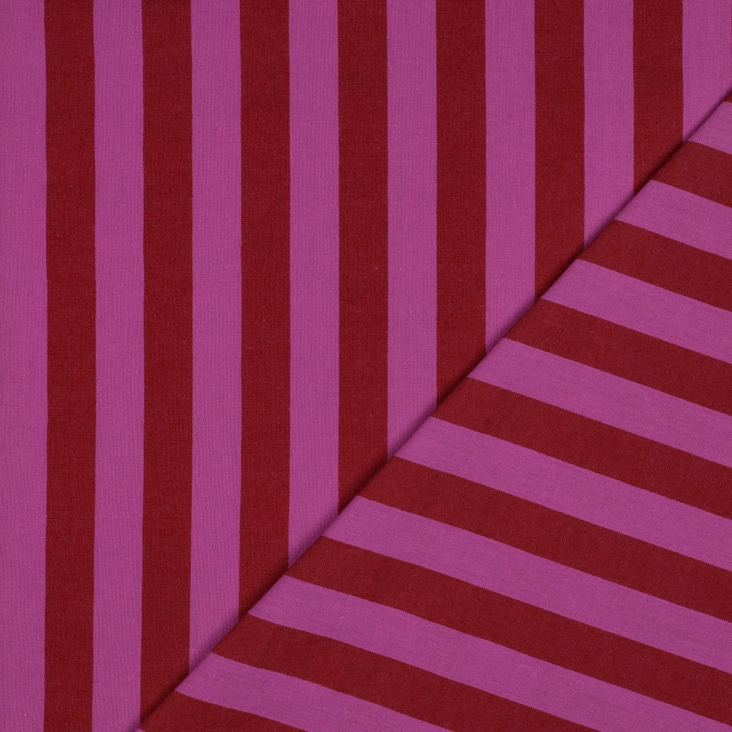 Bomullstyg Claras rand cerise/röd fg 3 - Bild 2