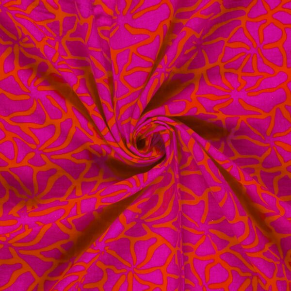 Muslin Skrattblomster röd/rosa fg 38