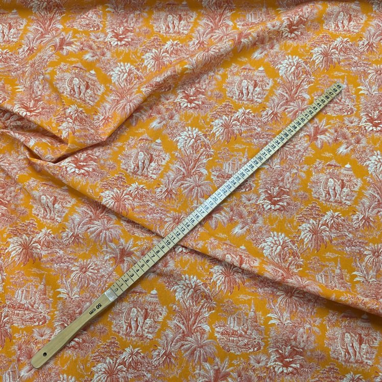 Bomullstyg Maharani orange/röd fg 1