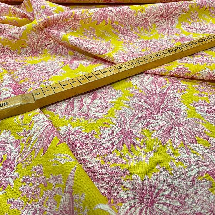 Bomullstyg Maharani limegul/cerise fg 2 - Bild 2