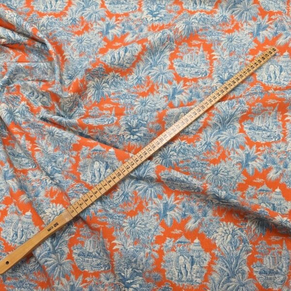 Bomullstyg Maharani orange/turkos fg 3