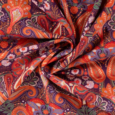 Babycord Paisleydrömmar orange/multi fg 190