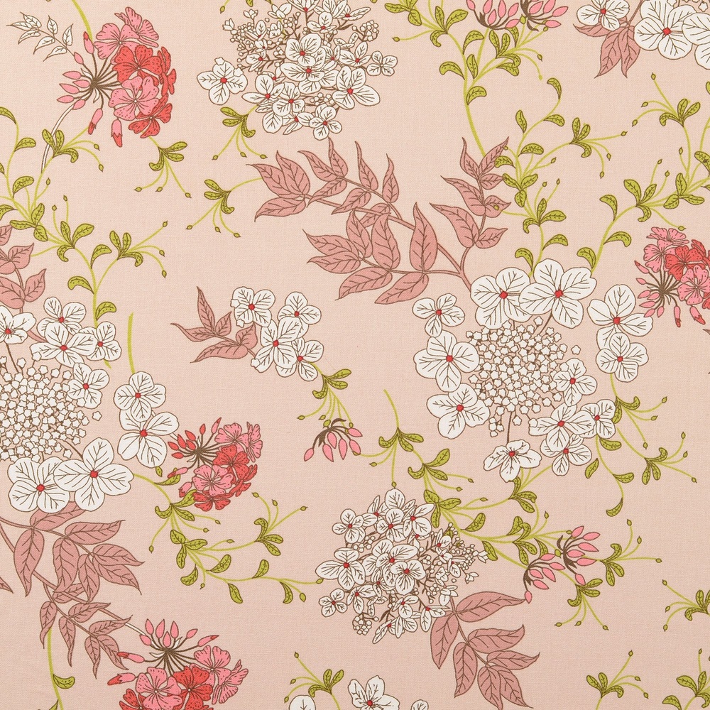 Bomullstyg Blomsjäl beige/rosa fg 1 - Bild 3
